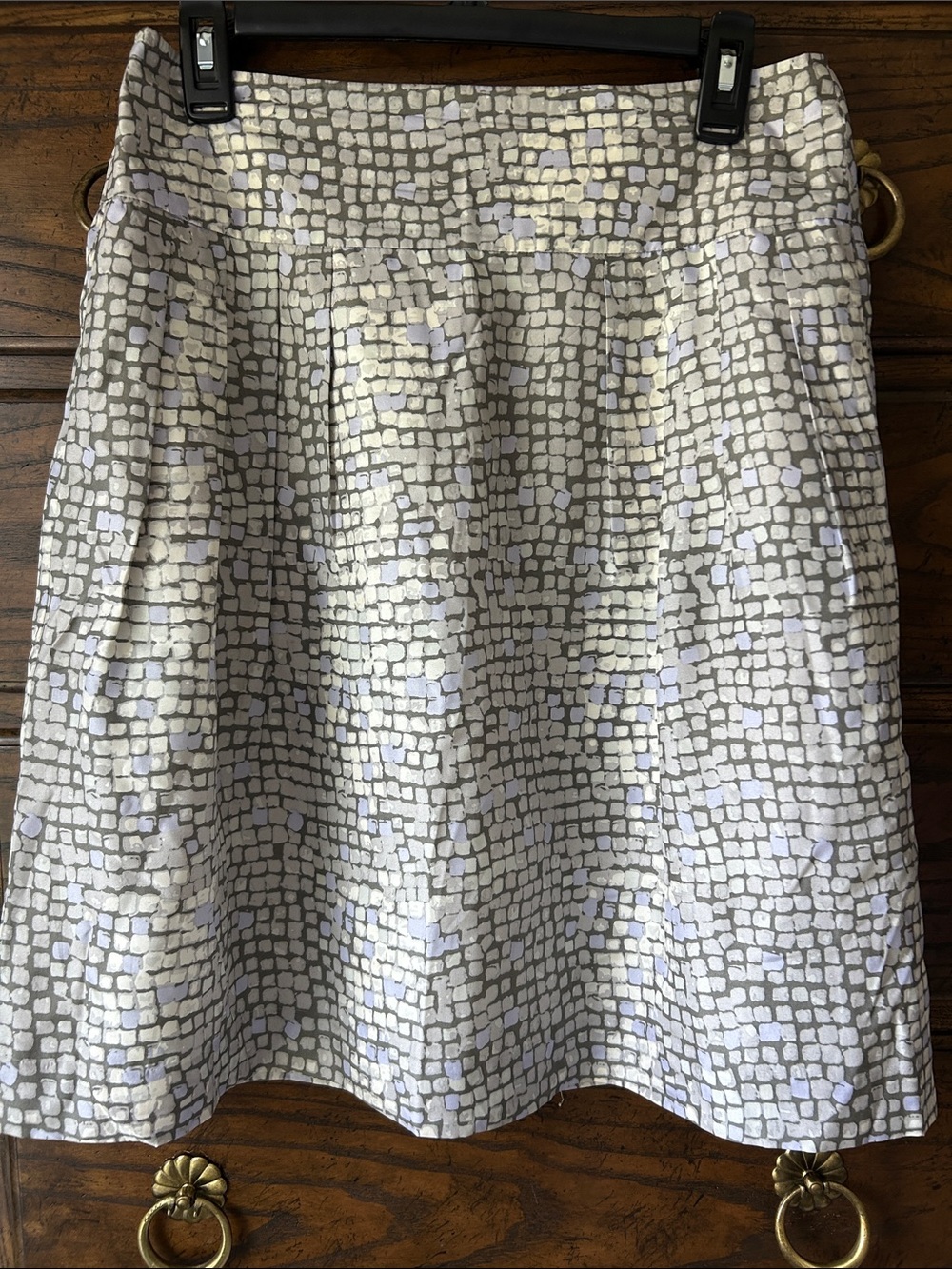 Banana Republic All Silk Neutral Mosaic A-Line Skirt, Size 4